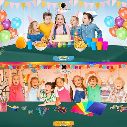 Grandipity Plastic Table Cloth Disposable 12 Pack 54” x 108” Rectangle | Dark Green Plastic table covers, durable disposable tablecloths, fade and tear-resistent table cover for party, event - color: Dark Green, size: 54in. x 108in. Rectangle