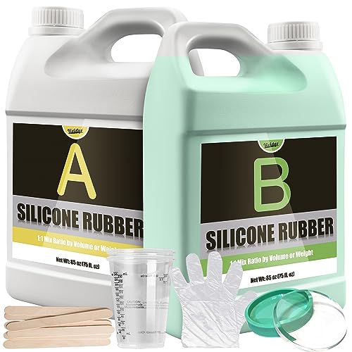 Silicone Molds Making Kit 170oz, Super Elastic 15A Silicone Rubber for DIY Mold Making, Fast Curing Liquid Silicone 1:1 Mixing Molding Kit for Casting Resin Molds/Candle Molds/Soap Mold/Craft, Green - color: Green, 170oz