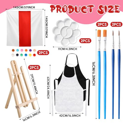 Zhanmai 2 Pack Sip and Paint Kit for Couples Date Night | 8 x 10 Inch, Pre Drawn Tree of Love Canvas, Paint Party Supplies, Romantic Adult Activity, Includes Easels Aprons Brushes Set - size: 8 x 10 Inch, style: Tree of Love