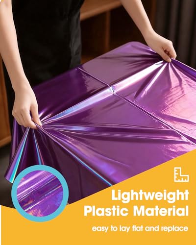 Niuara Iridescent Purple Plastic Table Cloth, 4 Pack, 54 x 108 in | Rectangle, 6 ft Tables, Birthday Party, Holiday Gathering, Disposable - color: Iridescent Purple, size: 54" x 108" - 4 Packs