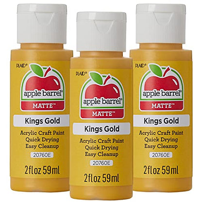 Apple Barrel Acrylic Paint, King's Gold (Pack of 3) 2 oz, 20760EA- (Pack of 3) - color: King's Gold, size: 2 Fl Oz (Pack of 3)