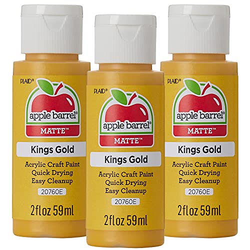 Apple Barrel Acrylic Paint, King's Gold (Pack of 3) 2 oz, 20760EA- (Pack of 3) - color: King's Gold, size: 2 Fl Oz (Pack of 3)