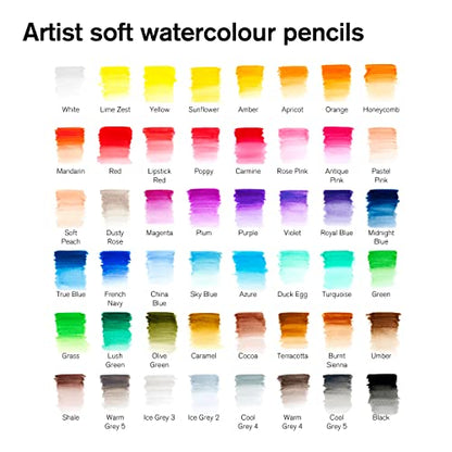 Winsor & Newton Studio Collection, Watercolour Pencil Tin, 48 piece | Highly pigmented, Wax-Based, Can be Used Wet/Dry, Add Water & Brush to Create Painterly Effects, Break-Resistant Points. - style: 48 Waterclour Pencil Tin