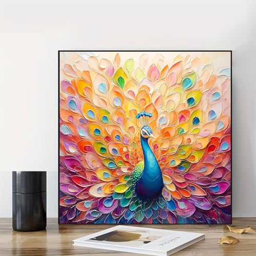 Paint by Number for Adults, Paint by Numbers Kit for Adults 16x16 Inch | Peacock Paint by Numbers Kit for Adults, Acrylic Painting by Numbers, DIY Arts and Crafts for Gifts or Home Decor - color: Peacock