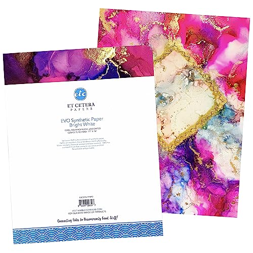 Alcohol Ink Paper - Non-Absorbent, Heavy Weight & Tear Resistant - Forgiving - Many Inks Wipe Off Clean for Easy Reuse On White - Flexible Bright White EVO 11x14 Inch (10 Sheets) - color: White, size: 11 x 14 Inches