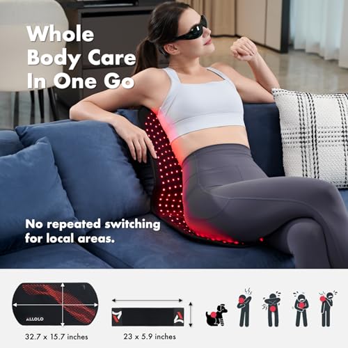 ALLOLO Red Light Therapy for Body, 3 in 1 LEDs Red Light Therapy Belt with Timer Remote Control, 660nm 850nm Infrared Light Therapy Pad for Body Waist Shoulder Knee, 32.7" x 15.7" Large Area - size: 32.7"*15.7"