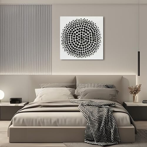 Art Hand Painted Black and White Abstract Texture Art Oil Painting Modern Art Canvas Wall Art Deco 24x24 inches - color: Yi071