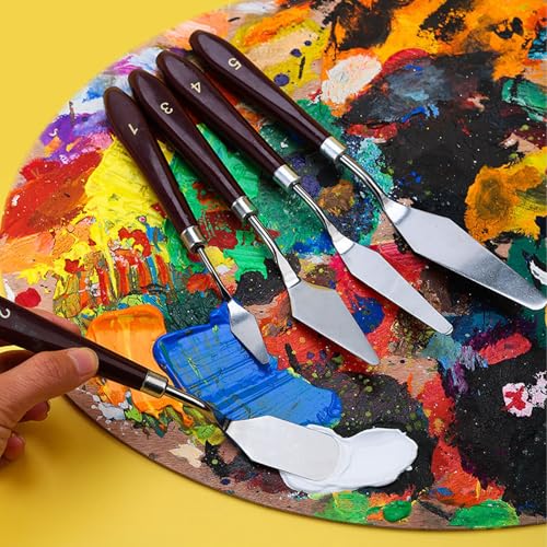 15 Pieces Artist Painting Knife Set, 9 Stainless Steel Palette Knives & 6 Plastic Ceramic Scrapers, Art Spatula Tools for Oil Acrylic Watercolor