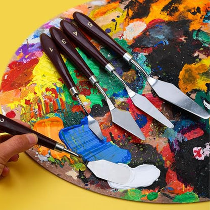 15 Pieces Artist Painting Knife Set, 9 Stainless Steel Palette Knives & 6 Plastic Ceramic Scrapers, Art Spatula Tools for Oil Acrylic Watercolor