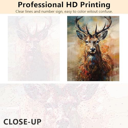 TUMOVO Paint by Numbers for Adults, Deer Adult Paint by Number Kits On Canvas Woodland Animals Paint-by-Number Kits Acrylic Oil Painting for Adults Kids Paint by Number Kit, 16"x20"(Framed) - color: Deer(Framed)