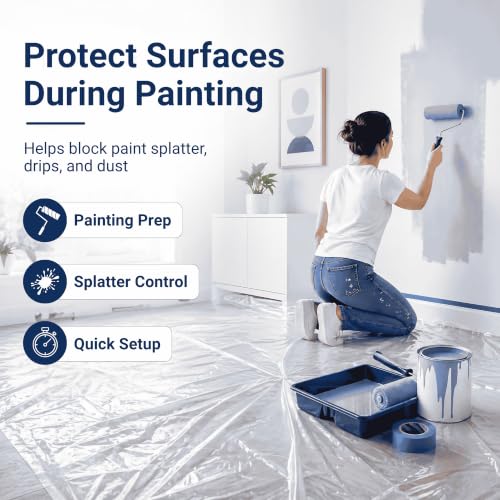 VICMORE Clear Plastic Drop Cloth for Painting, 9 x 12 Ft