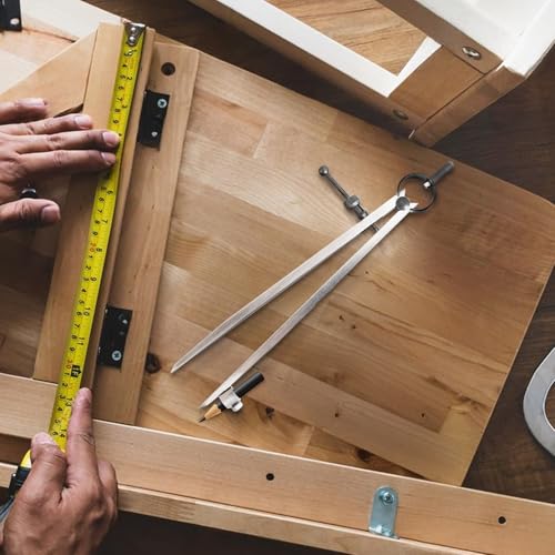8 inch Professional Woodworking Pencil Compass Scribe Tool with Lock | Spring Wing Drafting Divider 0.27 inch Thick Scriber ,Metal Leather Work Scribe Tool Carpenter Compass for Geometry - size: 8 inch
