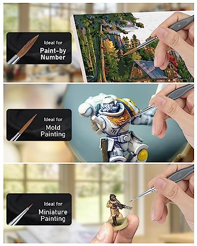 Nicpro Kolinsky Sable Miniature Paint Brushes, 11PCS Fine Detail Brush Set | Small Fine Detail Paint Brush Set for Acrylic Watercolor, Models - Thin Artist Kit with Nylon Holder - size: 11 PCS (black)