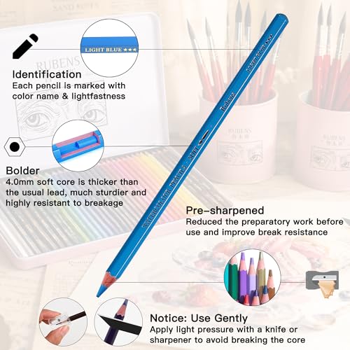 rubens 71 PCS Artist Watercolor Pencils Kit for Adult Drawing - size: 1 Count (Pack of 71)