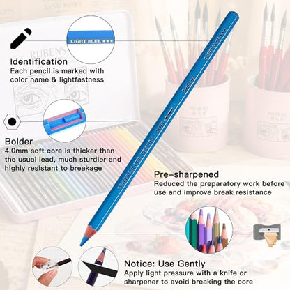 rubens 59 PCS Artist Watercolor Pencils Kit for Adult Drawing - size: 1 Count (Pack of 59)