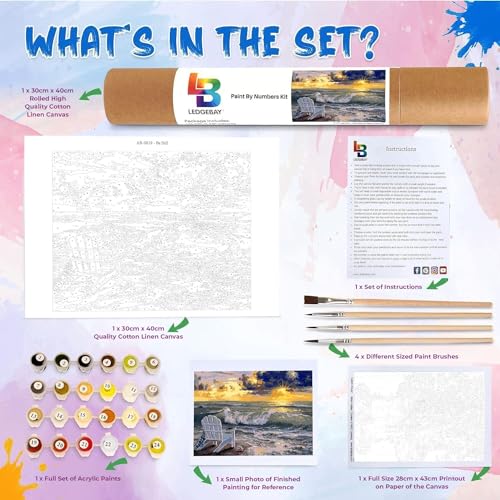 Ledgebay Paint by Numbers Kit for Adults, 16x20 Unframed Canvas - color: Be Still, size: 16" x 20" Unframed