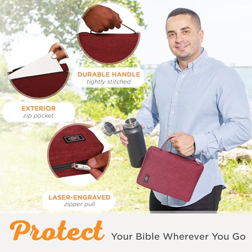 Christian Art Gifts Men/Women's Bible Cover Jesus Fish, Red Canvas, Medium - color: Red/Jesus Fish, size: Medium