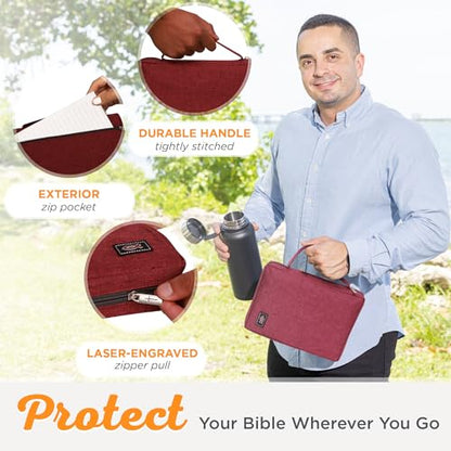 Christian Art Gifts Men/Women's Bible Cover Jesus Fish, Red Canvas, Medium - color: Red/Jesus Fish, size: Medium