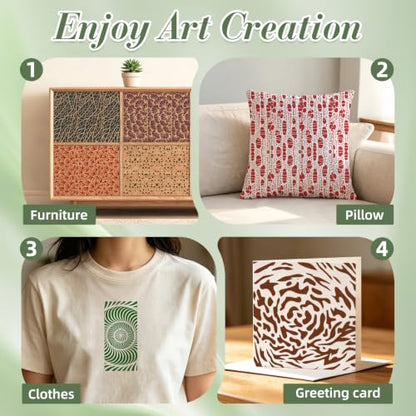 Geometric Texture Stencils for Crafts Reusable 12Pcs Stencils(8.6X4.1 Inch) - color: Texture 27