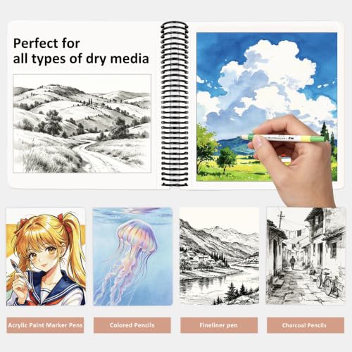 Hardcover Sketchbook,7.2"x8.3"Spiral Bound Drawing Pad,Lily Bouquet | 150gsm(92lb)Acid-Free Thick Paper,Blank Art Journal for Adults,Artists&Beginners,Ideal for Sketching,Doodling and Mixed Media - color: lily bouquet