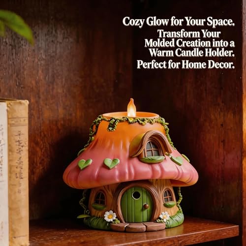 Mushroom House Silicone Mold Planter, Fairy House Epoxy Resin Mold | 3D Fairy Mushroom House Silicone Molds for Concrete Casting, Candle Making, Crafts, Clay, Plaster, Succulent Pot, Home Decor - color: Mushroom Resin Mold