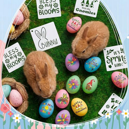 Marspark 72 Pcs Small Bunny Egg Stencils for Crafts Reusable, 3 Inch - style: Bunny Egg