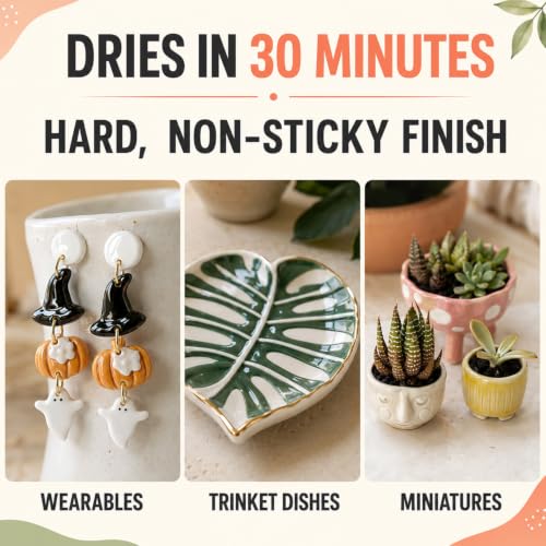 Clay Glaze, Air Dry & Polymer Clay Glaze Sealer & High Gloss Clear Varnish | Waterproof, Non-Toxic & Anti-Cracking, for Air Dry Clay, Polymer Clay, Oven Baked, Pottery, Modeling & Ceramic Clay