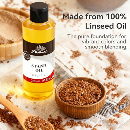 PHOENIX Stand Oil 2.5 Fl oz. / 75ml Bottle | Painting Medium Slow Drying, High Gloss Linseed Oil for Glazing - style: Stand Linseed Oil 2.5 Fl Oz.
