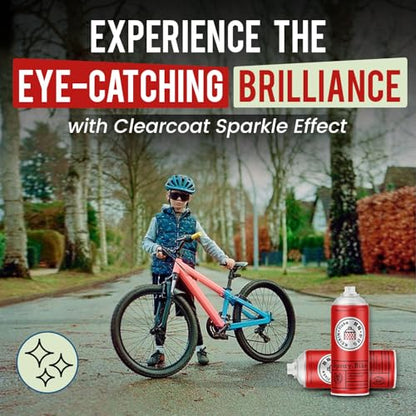 Spray.Bike Keirin Flake Finishing Coat - Hikaru Red, 400ml | Metal Flake Spray Paint Coating | Glitter Spray Paint Topcoat for Steel, Aluminum - color: Flake Red