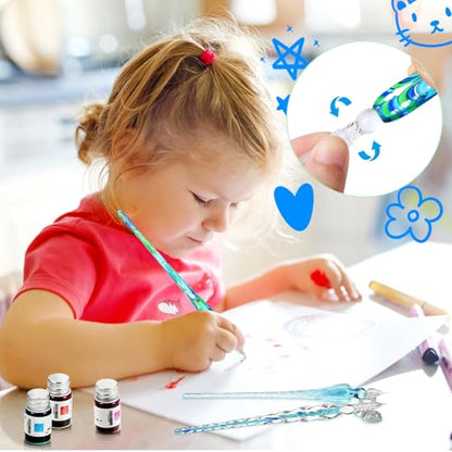 Zonon 14 Pcs Glass Dip Pen Ink Set for Art Supplies, Blue Color Style - color: Blue Color System