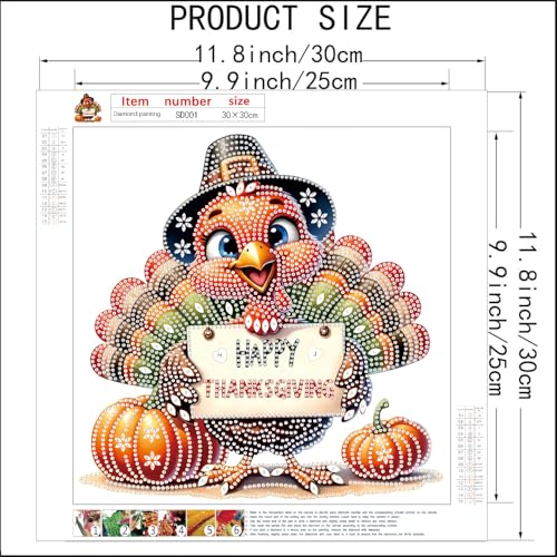 MRMIOOM 5D Special Shape Fall Diamond Art Kits for Adults, Diamond Painting Kits for Beginner, DIY Thanksgiving Day Diamond Crystal Rhinestones Kits for Home Wall Decor Gift 11.8 X 11.8inch - color: SD001-US