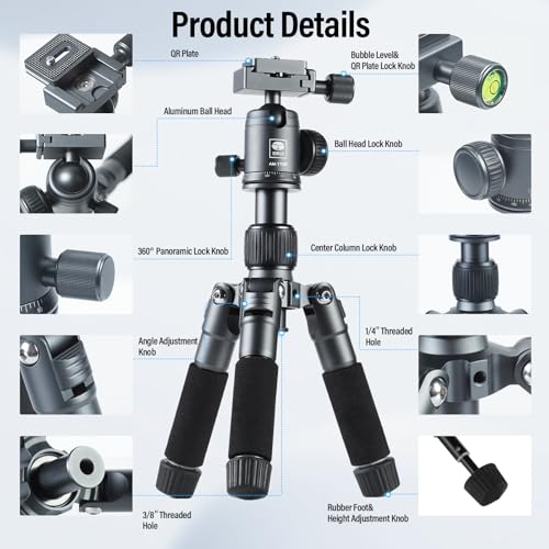 SIRUI AM-TT50 Aluminum Mini Tabletop Tripod, 360° Ball Head, 20" - style: AM-TT50