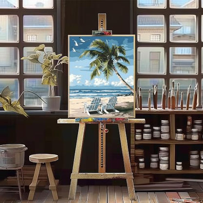 Natuyalo Paint by Numbers Kit for Adults - Beach DIY Adult Paint by Number Kits Seascape Acrylic Canvas Painting for Adults Beginners Kids Art Crafts Without Frame, 16x20 Inch - color: ART-01