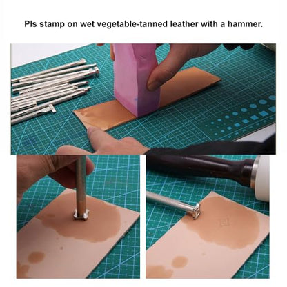 Leather Stamps,2Pcs Stamping Tools for Craft Working E803 BK113