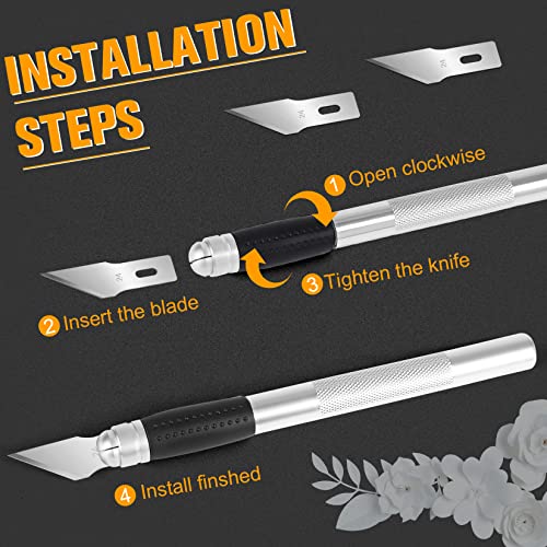 JETMORE 100 Pack Exacto Knife Blades #24, Craft Knife Blades Hobby & Craft | Broad #24 SK5 edges handle carving and shaping, hobby knife blades suit wood and foam, with craft blades stored in a box - size: #24