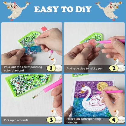 Labeol Diamond Art Kits for Kids Crafts for Girls Ages 6-8-10-12 Easy to DIY Creative Diamond Art Sticker Craft by Numbers Kits for Kids and Adult Beginners (Precious) - style: Precious
