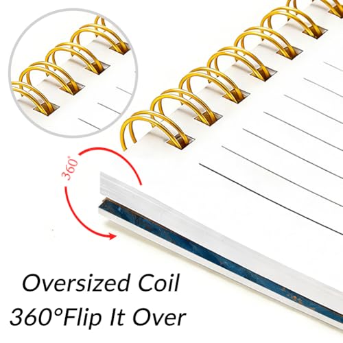 INFUNLY Lunar Space Notebook Journal 160 Pages 5.5x8.3 Inch Moon Stars Spiral Notebook Bleed-Proof Paper Lay-Flat Metal Coil Starry Sky Design Writing Pad For Note Taking School Office Women Gift
