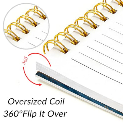 INFUNLY Lunar Space Notebook Journal 160 Pages 5.5x8.3 Inch Moon Stars Spiral Notebook Bleed-Proof Paper Lay-Flat Metal Coil Starry Sky Design Writing Pad For Note Taking School Office Women Gift