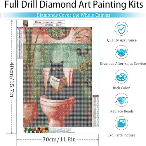 Diamond Art Kits for Adults,cat Square Drill Diamond Painting Kits 12x16in - color: DP02796