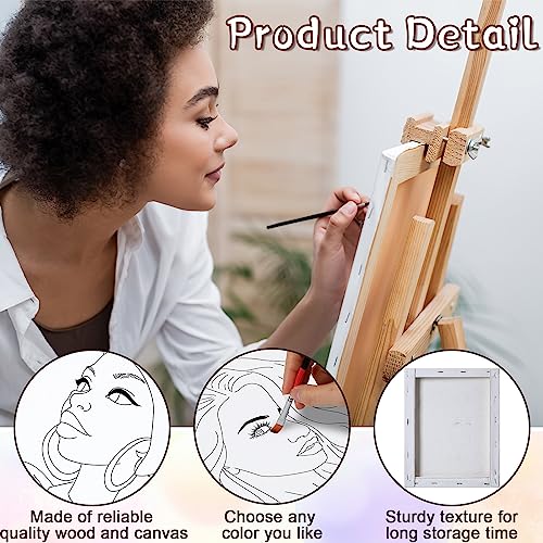 Sherr 10 Pcs Pre Drawn Canvas for Painting,Classic Afro Queen,8 X 10 Inch | Preprinted Stretched Cotton Canvas for Adults, Pre Drawn Painting Outlines for Couple Date Night, Sip and Paint Party Favor - style: Classic Afro Queen
