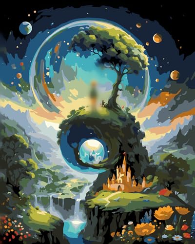 ldazao Starry Sky Paint By Numbers Kit for Adults Beginner Prince Castle Adult Paint By Number Kits On Canvas Adults' Paint-By-Number DIY Oil Painting Kits for Gift Wall Decor 16x20 Inch - color: SZ0028