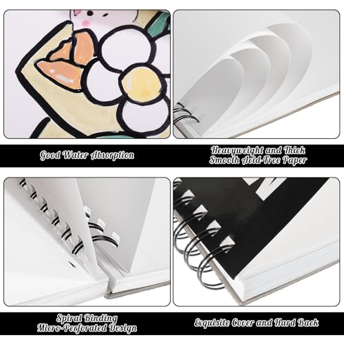 120lb/200gsm Marker Paper Pad 8.3 × 11.7in, 60 Sheets, Spiral Sketchbook - size: 8.3×11.7 Inch (60 Sheets )