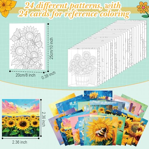 Sherr 24 Pcs Pre Drawn Canvas for Painting Adult Pre Printed Canvas Bulk Sip and Paint Kit Stretched Panels Paint Set for Theme Valentine Painting Night Party Favor (Sunflower,8 x 10 Inch) - size: 8 x 10 Inch, style: Sunflower