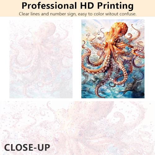 TUMOVO Octopus Acrylic Paint by Numbers Kit for Adults - color: Octopus