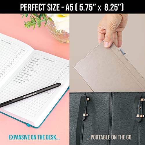 Lined Journal Notebook for writing + Free Pen! Ruled 200 pages, 120gsm Thick Paper with Sticky Notes,pen loop, elastic band, leather hard cover | Scribbles That Matter A5 journals, (5.75 x 8.2) - color: Lavender