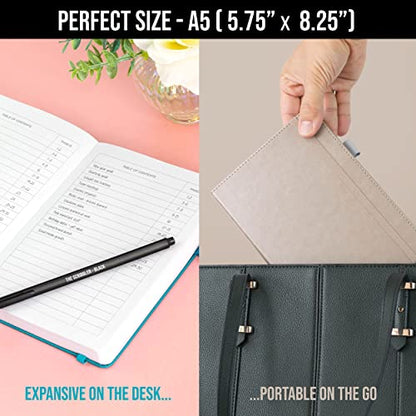 Lined Journal Notebook for writing + Free Pen! Ruled 200 pages, 120gsm Thick Paper with Sticky Notes,pen loop, elastic band, leather hard cover | Scribbles That Matter A5 journals, (5.75 x 8.2) - color: Lavender