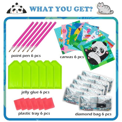Labeol Diamond Art Kits for Kids Crafts for Girls Ages 6-8-10-12 Easy to DIY Creative Diamond Art Sticker Craft by Numbers Kits for Kids and Adult Beginners (6 Pack Classic) - style: 6 pack Classic