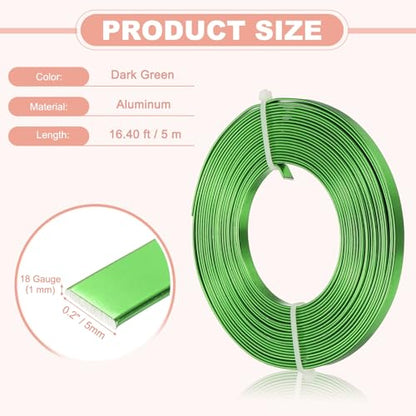 uxcell 18 Gauge Flat Aluminum Wire, 16.40 ft 5mm Wide Aluminum Crafts Wire for Flower Bonsai Crafts Carving DIY Bezel Sculpting Gem Metal Wrap, Dark Green - color: Dark Green, size: 5mm