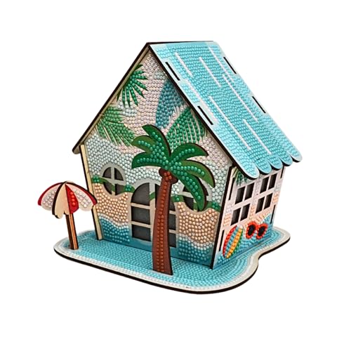 3D Diamond Painting Cabin Kit – DIY Full Drill Miniature House Craft with Rhinestones, Decorative Building Set for Adults & Teens (Beach House Cabin) - style: Beach House Cabin