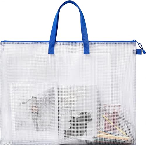 Outus 19 x 25 Inches Art Portfolio Case Posters transparent Storage Bag Portfolio Folder with blue Handle and Zipper Folder Organizer for Painting Bulletin Boards End of the Year Gifts - color: Blue, size: 19 x 25 Inch